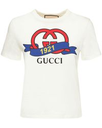 Gucci - 【公式】 (グッチ)インターロッキングg 1921 コットン Tシャツホワイトホワイト - Lyst