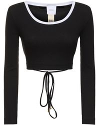 Patou - Ribbed Jersey Long Sleeve Crop Top - Lyst
