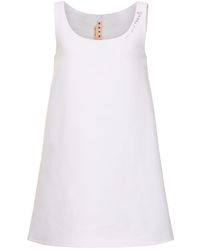 Marni - Cotton Cady Logo Mini Dress - Lyst