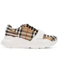 Burberry Hohe Sportschuhe mit Vintage Check-Muster - Braun