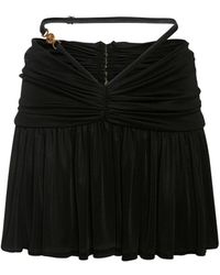 Versace Minifalda Plisada De Viscosa Drapeada - Negro