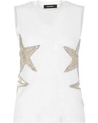 DSquared² - Embellished Stars Jersey Sleeveless Top - Lyst
