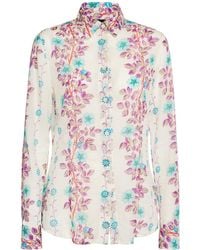 Etro - Floral Printed Cotton Long Sleeve Shirt - Lyst
