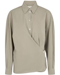 Lemaire - Straight Collar Twisted Silk Blend Shirt - Lyst