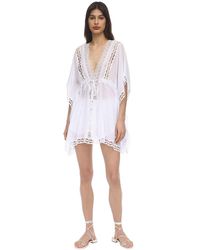 Charo Ruiz Kaftan Aus Baumwolle Und Spitze "kayla" - Weiß