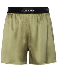 Tom Ford Logo Silk Satin Mini Shorts - Green