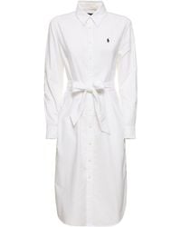 Polo Ralph Lauren - Cory Self-tie Cotton Midi Shirt Dress - Lyst