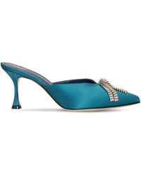 Damen Schuhe Absätze Mules BY FAR Leder Davina Mules Aus Leder Mit Schnalle in Blau 