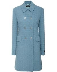 Versace - Zweireihiger Mantel Aus Tweed - Lyst