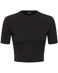 Balmain - Short Sleeve Jersey Cropped T-shirt - Lyst
