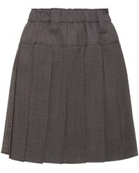 Brunello Cucinelli - Pleated Wool Blend Gauze Mini Skirt - Lyst