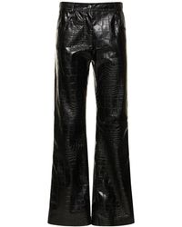 MSGM - Croc Embossed Faux Leather Pants - Lyst