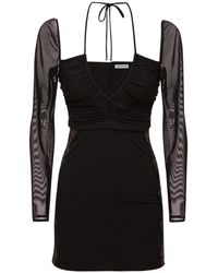 Self-Portrait Stretch Jersey Cut Out Mini Dress - Black