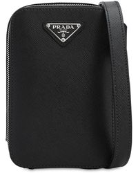 Prada Kleine Umhängetasche Aus Saffianoleder - Schwarz