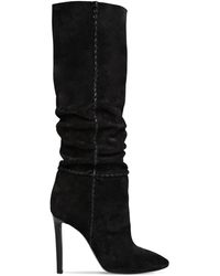 Saint Laurent Stivali "Mica" In Camoscio 105Mm - Nero