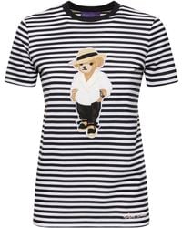 Ralph Lauren Collection - Striped Cotton Jersey T-shirt W/ Bear - Lyst
