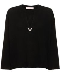 Valentino - Pull-over en maille de laine col en v - Lyst