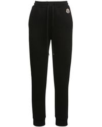 Moncler Pantalon En Jersey De Coton Avec Patch Logo - Noir