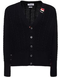 Thom Browne - Cardigan relaxed fit in maglia a trecce - Lyst
