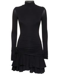 Blumarine - Jersey Turtleneck Draped Mini Dress - Lyst