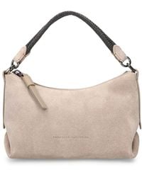 Brunello Cucinelli - Small Softy Velour Leather Shoulder Bag - Lyst