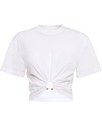 Rabanne - Logo Cotton Crop T-Shirt W/ Ring - Lyst