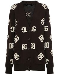 Dolce & Gabbana - Jacquard Logo Knit Long Cardigan - Lyst