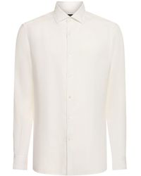 Zegna - Solid Pure Linen Long Sleeve Shirt - Lyst