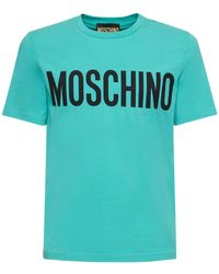 Moschino - Logo Print Stretch Cotton Jersey T-Shirt - Lyst