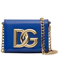 Dolce & Gabbana Bolso De Hombro Mini Dg De Charol - Azul