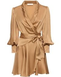 Zimmermann - Silk Mini Wrap Dress - Lyst