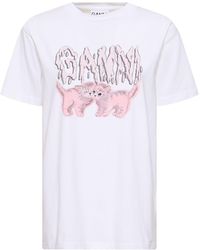 Ganni - Cats Basic Jersey Relaxed T-shirt - Lyst