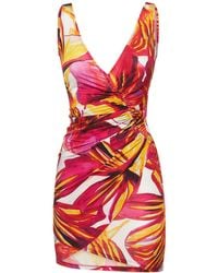 Louisa Ballou - Summer Solstice Wrap-effect Ruched Printed Stretch-jersey Mini Dress - Lyst