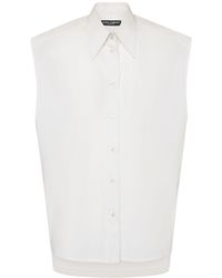 Dolce & Gabbana - Ärmelloses Hemd Aus Popeline - Lyst