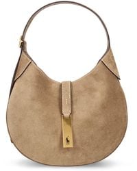 Polo Ralph Lauren - Petit sac porté épaule en daim polo id - Lyst