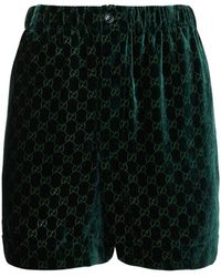 Gucci Velvet Logo Mini Shorts - Green