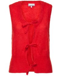 Ganni - Tie-String Mohair Blend Vest - Lyst