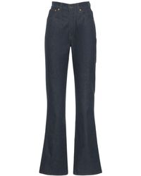 Pantalon Droit En Denim De Coton Taille Haute Coton Jacquemus en coloris Vert 2 % de réduction Femme Jeans Jeans Jacquemus 