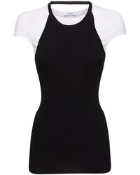 Ferragamo - Viscose Blend Jersey Short Sleeve Top - Lyst