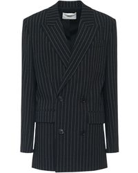 Ami Paris - Pinstripe Double Breasted Wool Jacket - Lyst