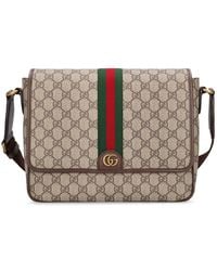 Gucci - Ophidia Medium Leather-trimmed Monogrammed Coated-canvas Messenger Bag - Lyst