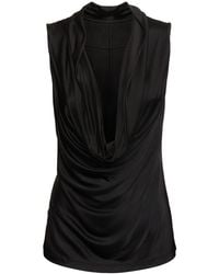 Helmut Lang - Draped Viscose Satin Sleeveless Top - Lyst