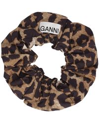 Ganni - Printed Twill Scrunchie - Lyst