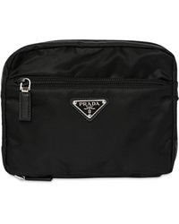 Prada Reisepouch Aus Nylon Mit Lederdetails - Schwarz