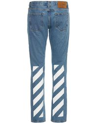Herren Bekleidung Jeans Enge Jeans Off-White c/o Virgil Abloh Denim Straight-Leg-Jeans mit diagonalen Streifen in Blau für Herren 