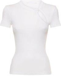 Helmut Lang - Camiseta de algodón jersey con aberturas - Lyst