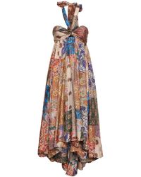 Zimmermann - Devi Printed Silk Halter Dress - Lyst