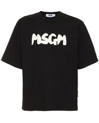 MSGM - T-shirt Aus Baumwolljersey Mit Logodruck - Lyst