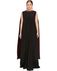 Marina Rinaldi Langes Kleid Aus Satin Mit Schal - Schwarz