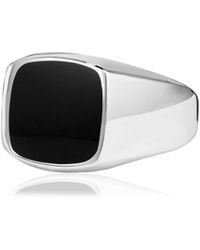 David Yurman Anillo De Plata "cushion Signet" 12mm - Multicolor